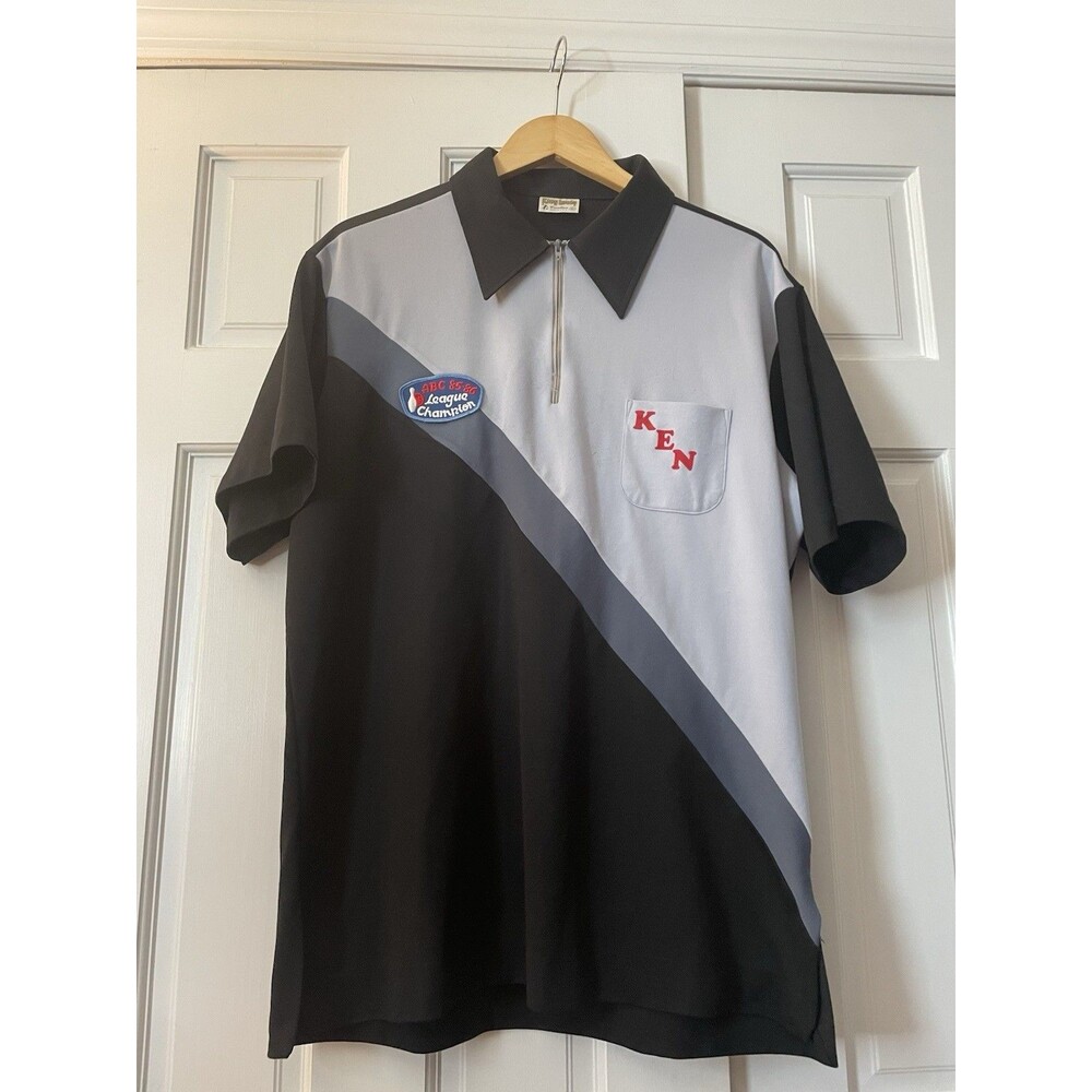 Vintage 80s King Louie Bowling Shirt XL ABC 85-86 League Champion Ken Moose PAP
